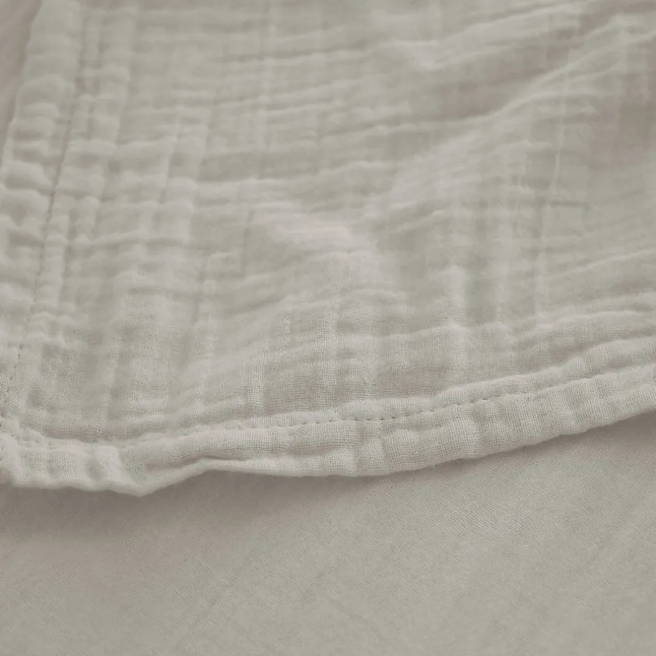 Linnea Drap housse MILOS mousseline de coton 160x200 cm bonnet 30 cm uni beige ficelle