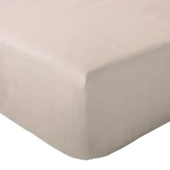 Linnea Drap housse MILOS mousseline de coton 140x200 cm bonnet 30 cm uni beige naturel Best