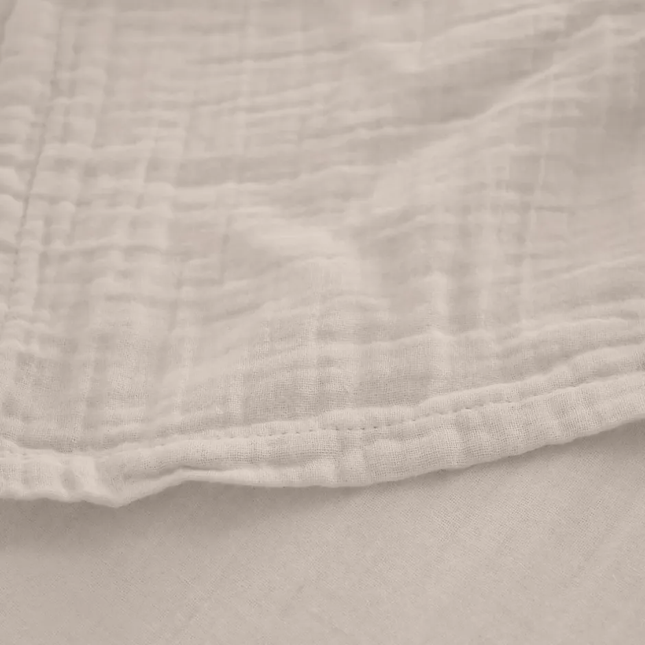 Linnea Drap housse MILOS mousseline de coton 140x200 cm bonnet 30 cm uni beige naturel Best