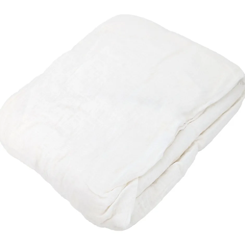 Linnea Drap housse MILOS mousseline de coton 140x200 cm bonnet 30 cm uni blanc neige
