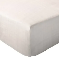 Linnea Drap housse MILOS mousseline de coton 180x200 cm bonnet 30 cm uni beige ficelle Discount