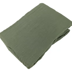 Linnea Drap housse MILOS mousseline de coton 140x200 cm bonnet 30 cm uni vert mousse Outlet