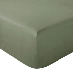 Linnea Drap housse MILOS mousseline de coton 140x200 cm bonnet 30 cm uni vert mousse Outlet