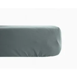 Vent Du Sud Drap housse Palace pur coton teint lavé 63 fils/cm² - Palace Lichen - 140 x 190 cm bonnet de 35 cm