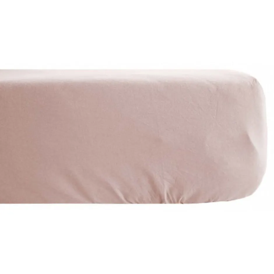 Vent Du Sud Drap housse Palace pur coton teint lavé 63 fils/cm² - Palace Rose - 140 x 190 cm bonnet de 35 cm Online