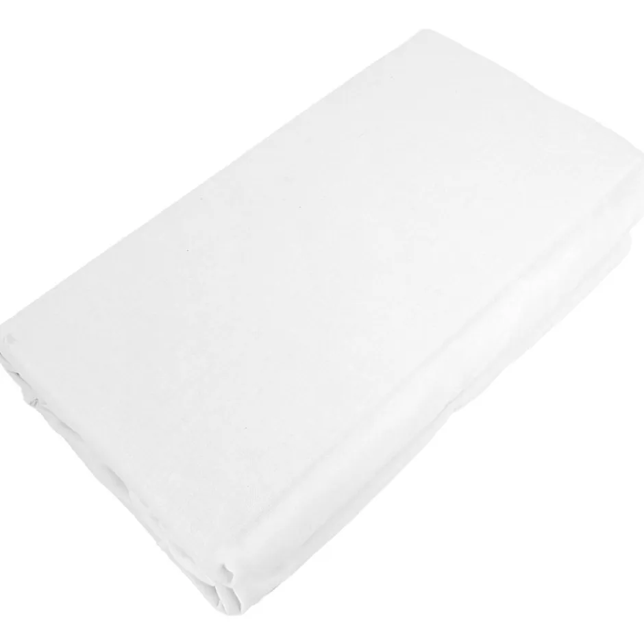Linnea Drap housse PALACE pur coton lavé 90x190 cm bonnet 30 cm uni blanc neige