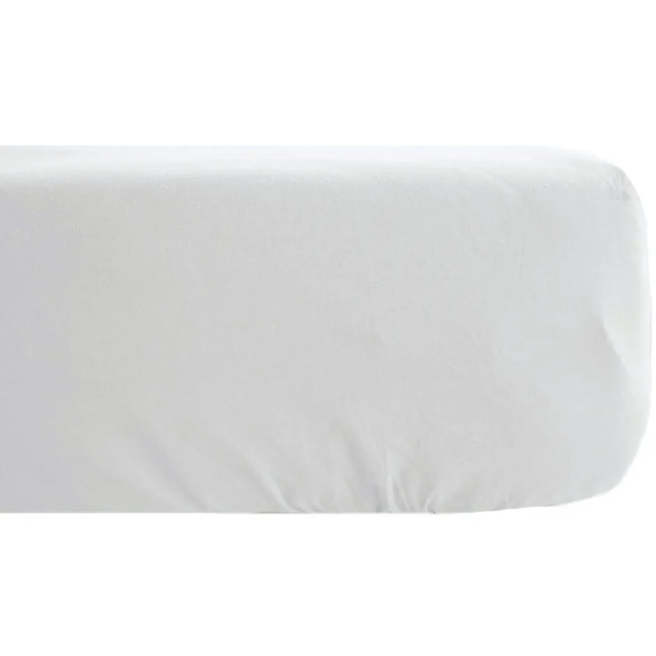 Linnea Drap housse PALACE pur coton lavé 90x190 cm bonnet 30 cm uni blanc neige