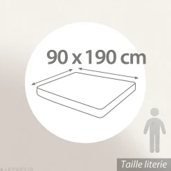 Linnea Drap housse PALACE pur coton lavé 90x190 cm bonnet 30 cm uni blanc neige