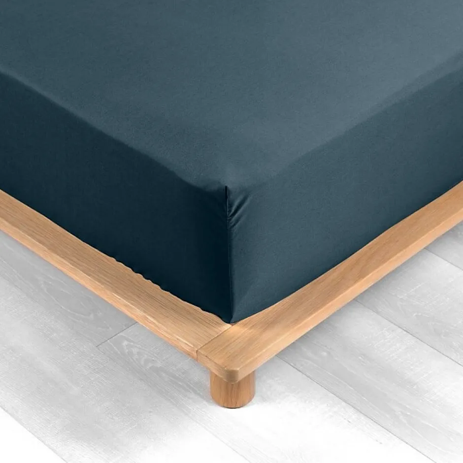 Douceur D'Intérieur Drap Housse Percale Bonnet 30 Cm 190x90cm bleu