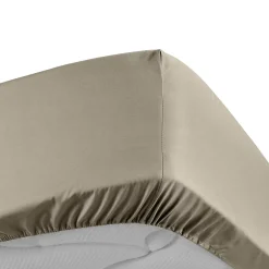 Douceur D'Intérieur Drap Housse Percale Bonnet 30 Cm 200x160cm Marron Claire Naturel New