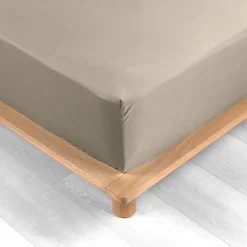Douceur D'Intérieur Drap Housse Percale Bonnet 30 Cm 200x160cm Marron Claire Naturel New