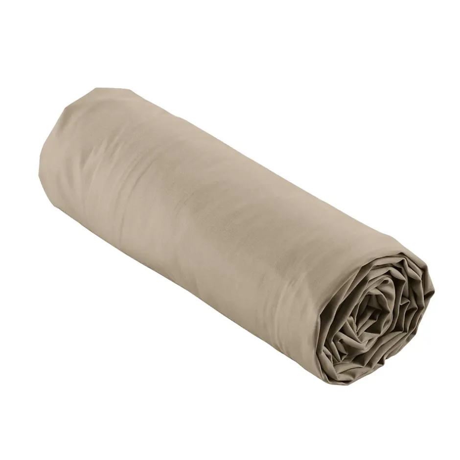 Douceur D'Intérieur Drap Housse Percale Bonnet 30 Cm 200x160cm Marron Claire Naturel New