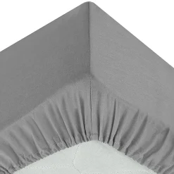 Eden Drap housse percale de coton uni 160 x 200 cm Harmonie gris