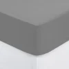 Eden Drap housse percale de coton uni 180 x 200 cm Harmonie gris