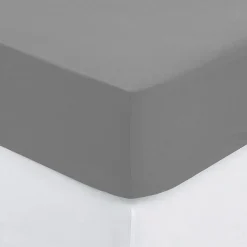 Eden Drap housse percale de coton uni 180 x 200 cm Harmonie gris