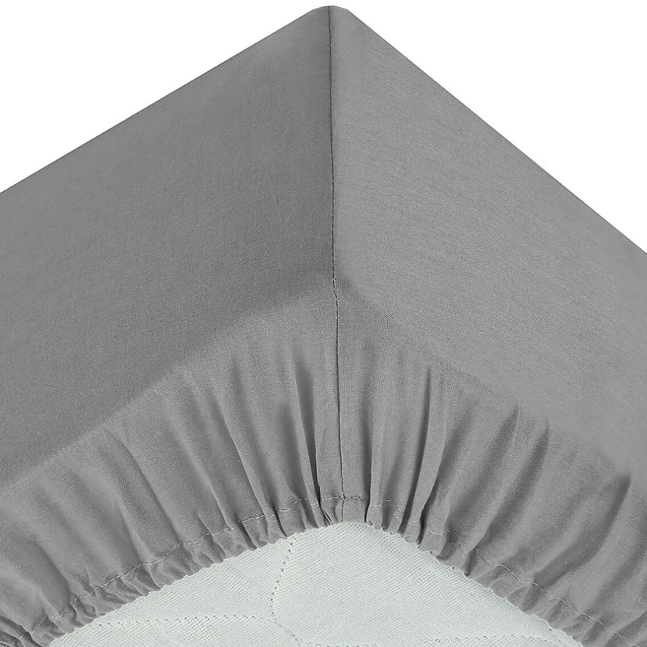 Eden Drap housse percale de coton uni 180 x 200 cm Harmonie gris