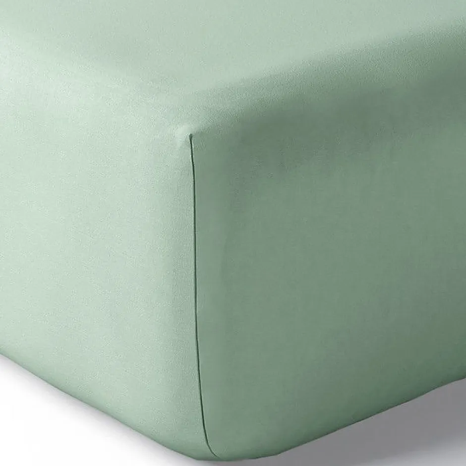 Coton Pur Drap housse percale "Julian" avec bonnet 35 cm toutes dimensions - Julian Céladon - 90 x 190 cm bonnet de 35 cm