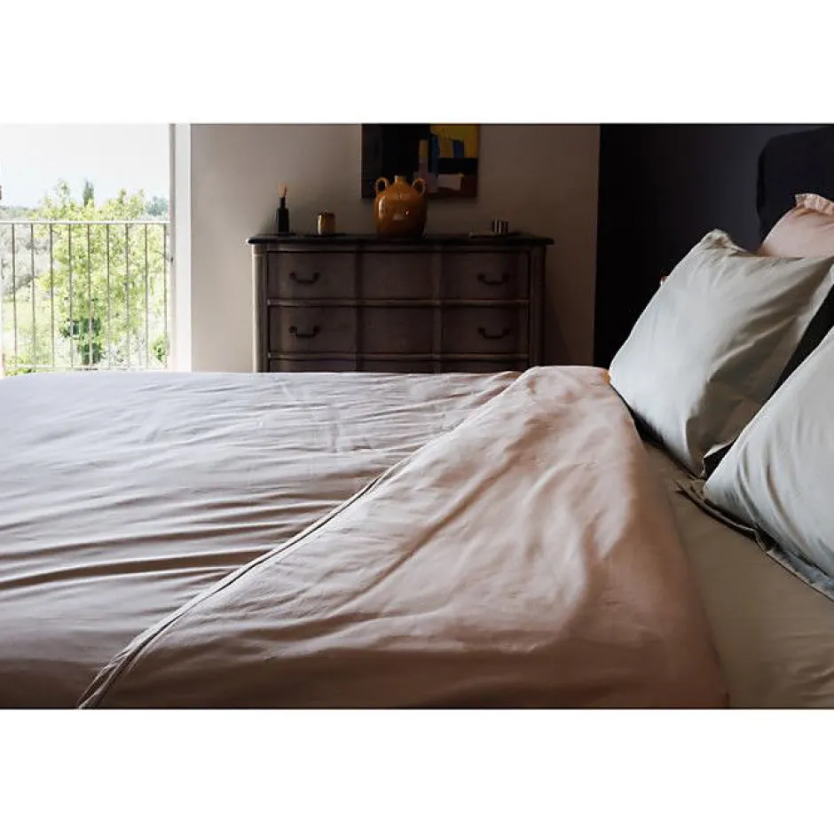 Vent Du Sud Drap housse percale pur coton peigné longues fibres 80 fils/cm² avec bonnet de 35 cm - Cognac - 90 x 190 cm bonnet de