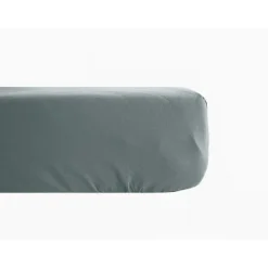 Vent Du Sud Drap housse percale pur coton peigné longues fibres 80 fils/cm² avec bonnet de 35 cm - Lichen - 80 x 200 cm bonnet de
