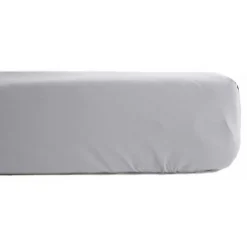Vent Du Sud Drap housse percale pur coton peigné longues fibres 80 fils/cm² avec bonnet de 35 cm - Perle - 180 x 200 cm bonnet de