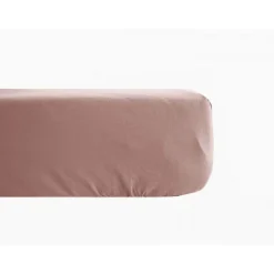 Vent Du Sud Drap housse percale pur coton peigné longues fibres 80 fils/cm² avec bonnet de 35 cm - Rose - 180 x 200 cm bonnet de 3