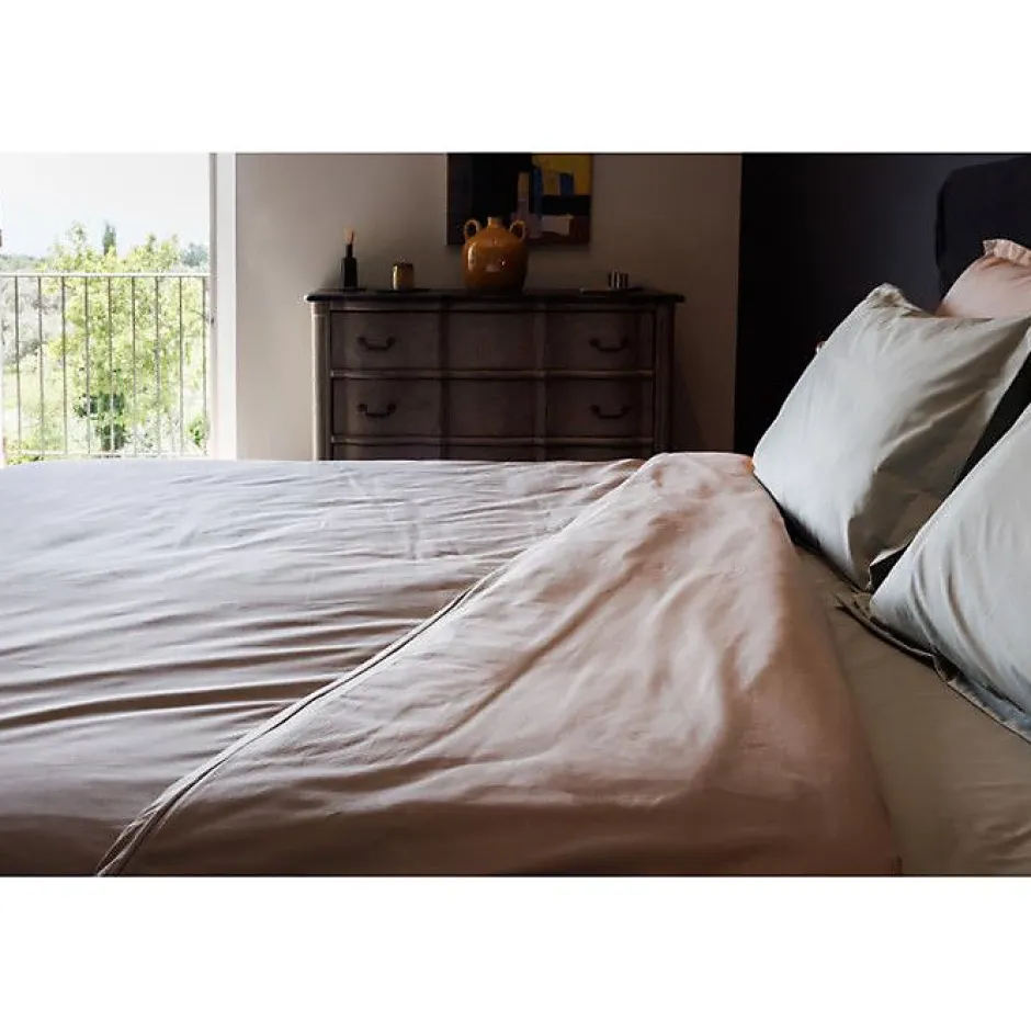 Vent Du Sud Drap housse percale pur coton peigné longues fibres 80 fils/cm² avec bonnet de 35 cm - Carmin - 90 x 190 cm bonnet de Online