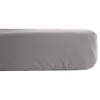 Vent Du Sud Drap housse percale pur coton peigné longues fibres 80 fils/cm² avec bonnet de 35 cm - Cendre - 140 x 190 cm bonnet de New