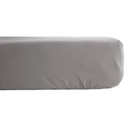 Vent Du Sud Drap housse percale pur coton peigné longues fibres 80 fils/cm² avec bonnet de 35 cm - Cendre - 140 x 190 cm bonnet de New