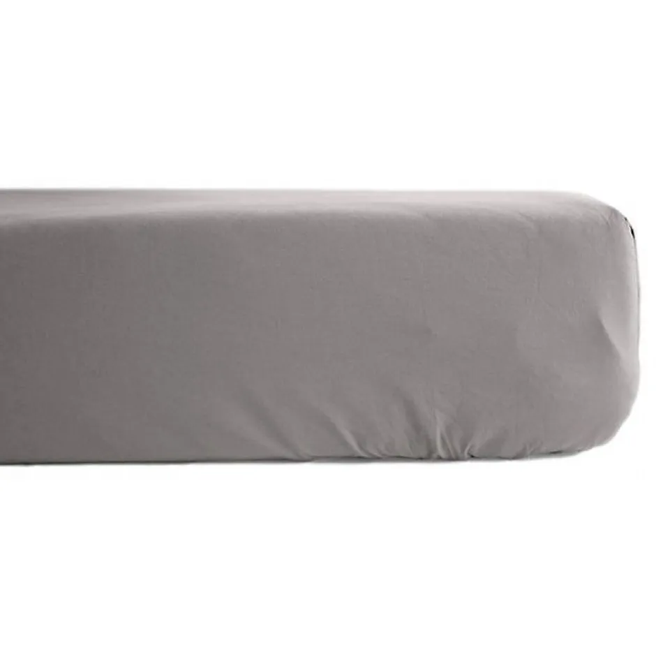 Vent Du Sud Drap housse percale pur coton peigné longues fibres 80 fils/cm² avec bonnet de 35 cm - Cendre - 140 x 190 cm bonnet de New