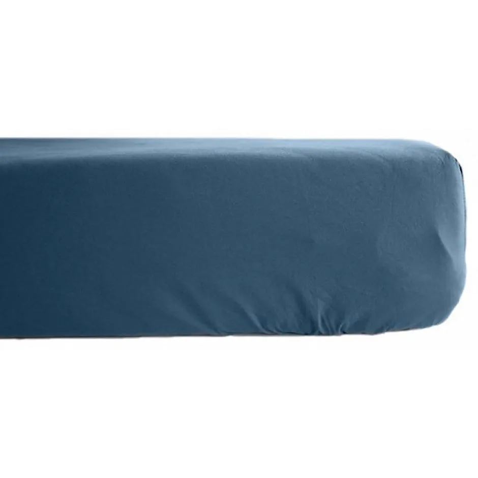 Vent Du Sud Drap housse percale pur coton peigné longues fibres 80 fils/cm² avec bonnet de 35 cm - Marine - 180 x 200 cm bonnet de Online