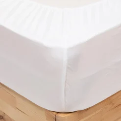 Atmosphera Créateur D'Intérieur Drap housse Priscia blanc 140x190cm - Atmosphera