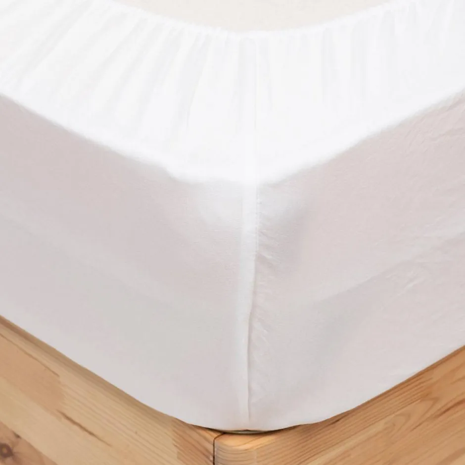 Atmosphera Créateur D'Intérieur Drap housse Priscia blanc 160x200cm - Atmosphera