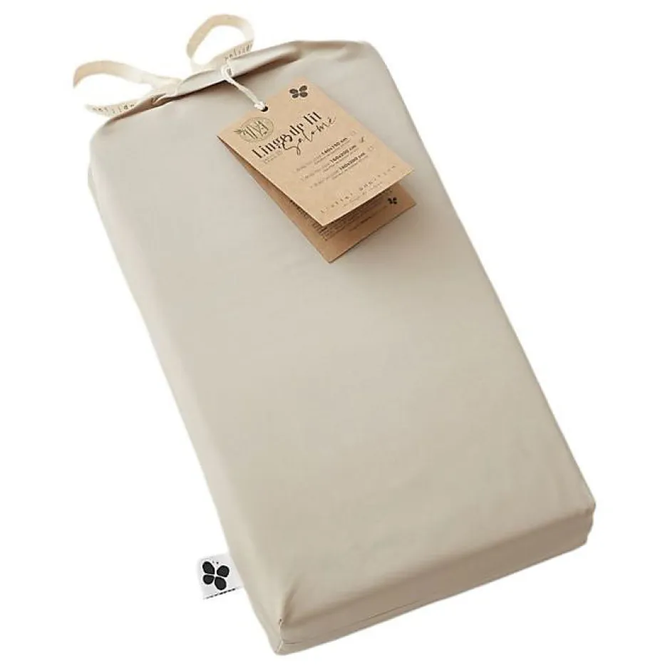 L'Effet Papillon Drap housse "Salomé" Viscose de bambou 120 fils/cm² toutes dimensions - Salomé Pampa - 180 x 200 cm bonnet de 30 cm Discount