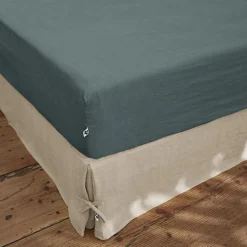 L'Effet Papillon Drap housse "Soline" toutes dimensions Lin lavé - Soline Ardoise - 180 x 200 cm bonnet de 30 cm