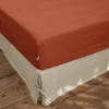 L'Effet Papillon Drap housse "Soline" toutes dimensions Lin lavé - Soline Paprika - 160 x 200 cm bonnet de 30 cm