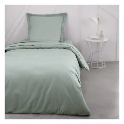 Todays Tools Drap housse TODAY Essential - 90 x 190 cm - 1 personne - 100% Coton uni - Celadon
