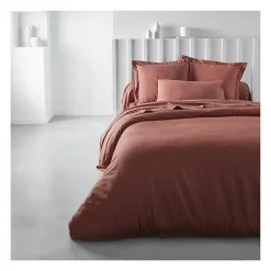 Todays Tools Drap housse TODAY Essential - 160 x 200+30 cm - 2 personnes - 100% Coton uni - Terracotta Discount