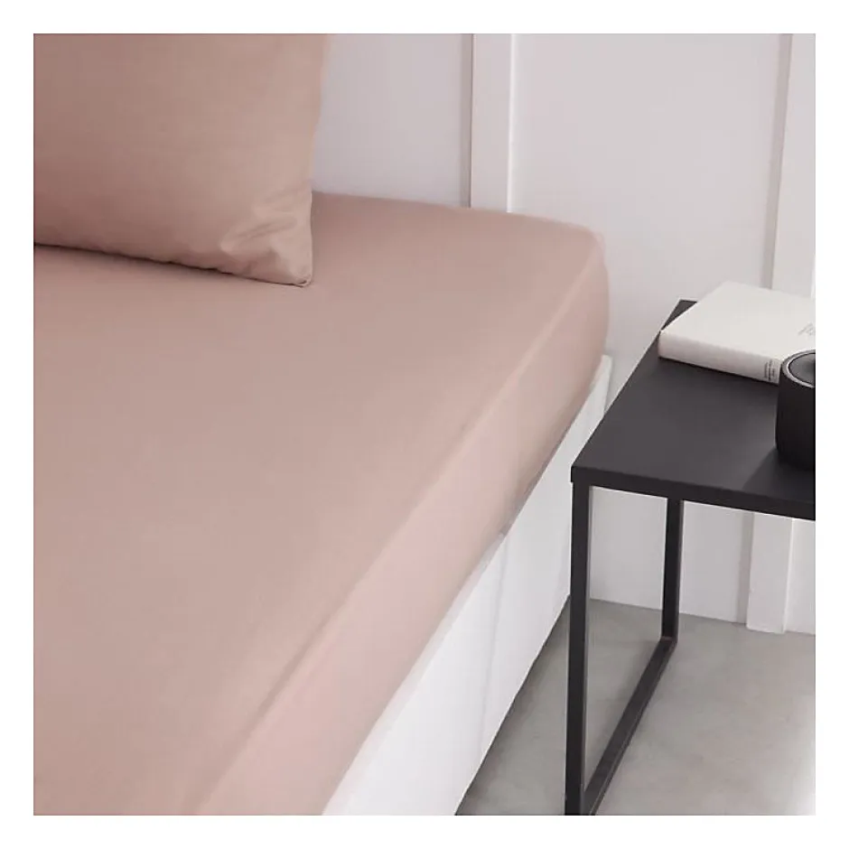 Todays Tools Drap housse TODAY Essential - 140 x 200+30 cm - 2 personnes - 100% Coton uni - Rose des sables
