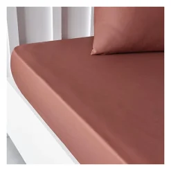 Todays Tools Drap housse TODAY Essential - 140 x 200+30 cm - 2 personnes - 100% Coton uni - Terracotta