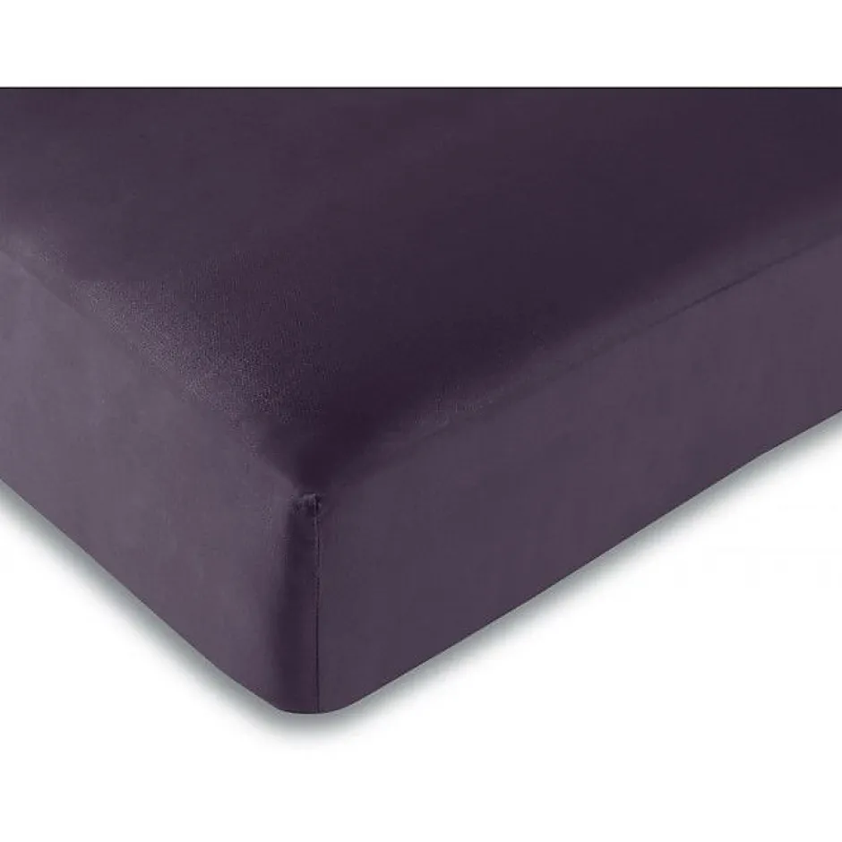 Univers Décor Drap housse toutes dimensions 100% Coton/57 fils/cm² - Prune - 180 x 200 cm New