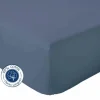 Tradilinge Drap Housse Uni bonnet 30 cm 100% Coton (180x190 cm - Bleu Marine)