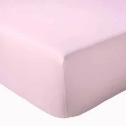 Tradilinge Drap Housse Uni bonnet 30 cm 100% Coton (90x190 cm - Rose Clair)