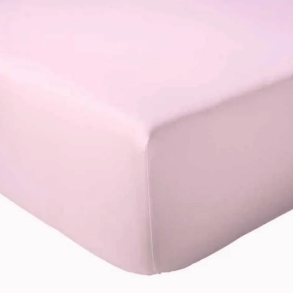 Tradilinge Drap Housse Uni bonnet 30 cm 100% Coton (90x190 cm - Rose Clair)