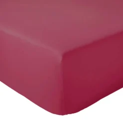 Tradilinge Drap Housse Uni bonnet 30 cm 100% Coton (90x190 cm - Rose foncé) Discount