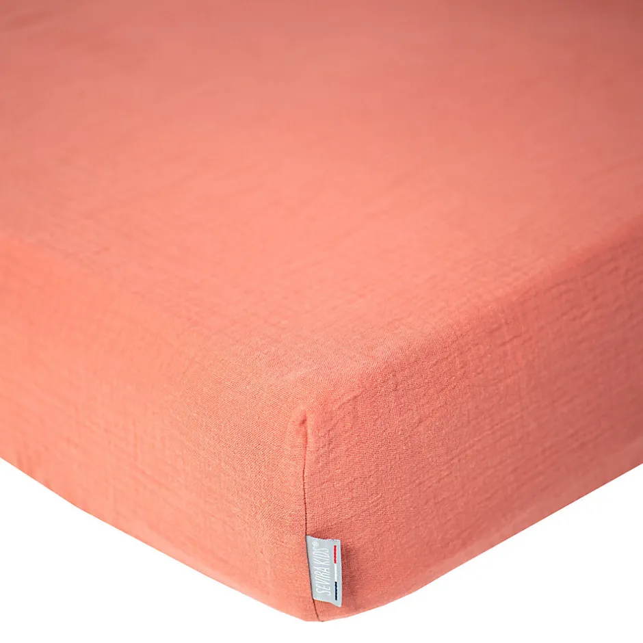 Sevira Kids Drap housse uni en gaze de coton