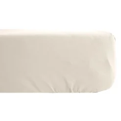 Linnea Drap housse uni 90x200 cm bonnet 35 cm percale de coton MANOIR blanc Naturel