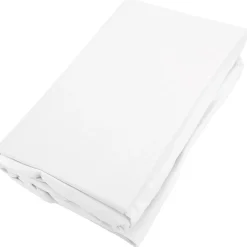 Linnea Drap housse uni 140x190 cm bonnet 35 cm percale de coton MANOIR blanc Neige