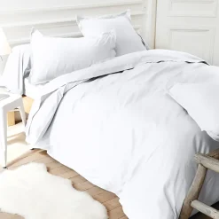 Linnea Drap housse uni 180x200 cm bonnet 40 cm percale PRIMO Blanc New