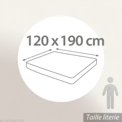 Linnea Drap housse uni 120x190 cm bonnet 35 cm percale de coton MANOIR beige Lin