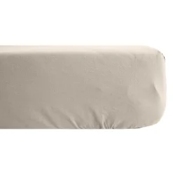 Linnea Drap housse uni 160x200 cm bonnet 40 cm percale de coton MANOIR beige Lin